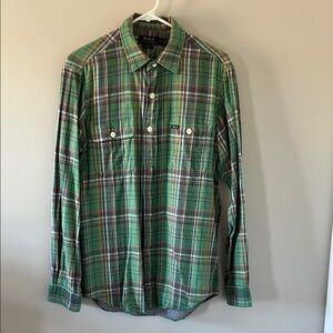 Polo by Ralph Lauren Multi colored Green Plaid Flannel Men's Shirt. Size M
